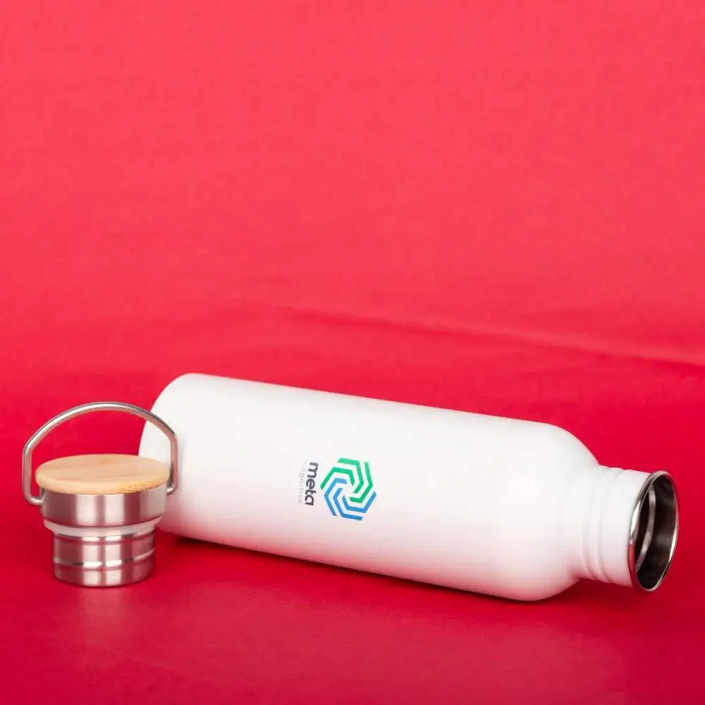 Personalized Aquabot 750 MI Stainless Steel-Metal Steel Cap with Wooden Lid